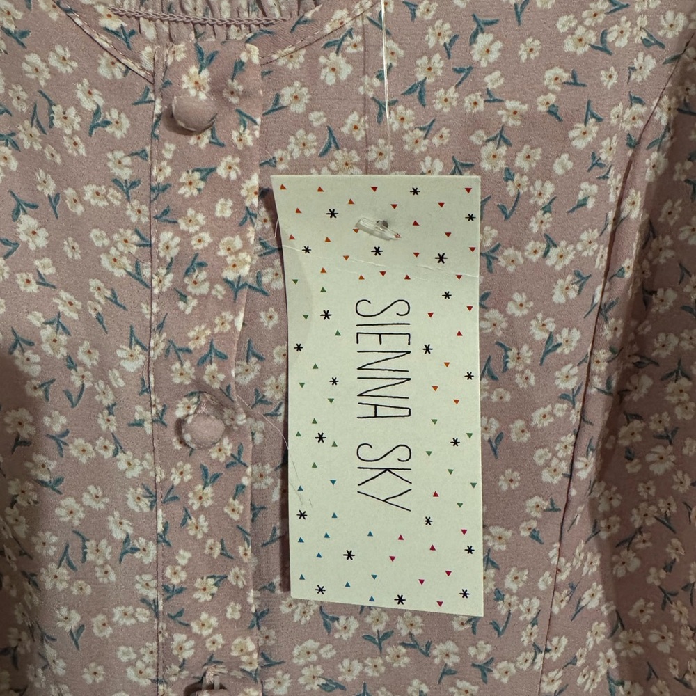 NWT Floral Button-Down Dress with Tie Sleeves SMALL    #CL - Picture 8 of 10